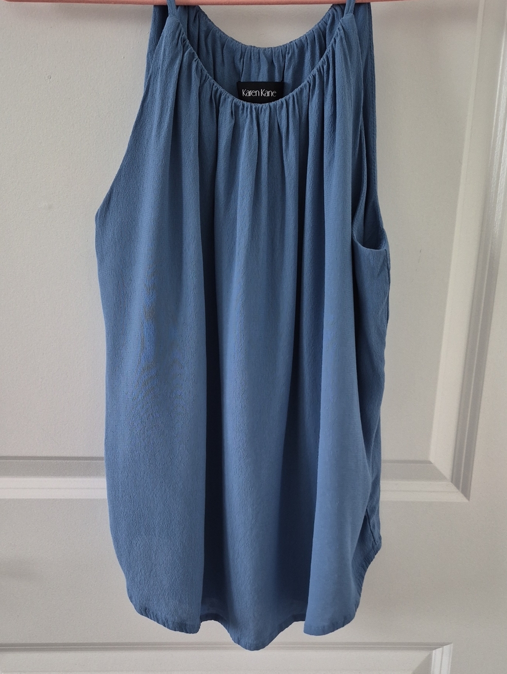 Karen Kane Dusty Blue Sleeveless Gathered Neck Cami